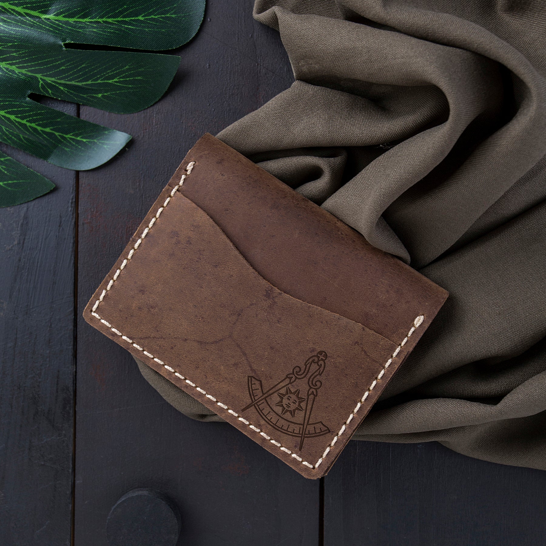 Past Master Blue Lodge California Regulation Wallet - Brown Leather - Bricks Masons