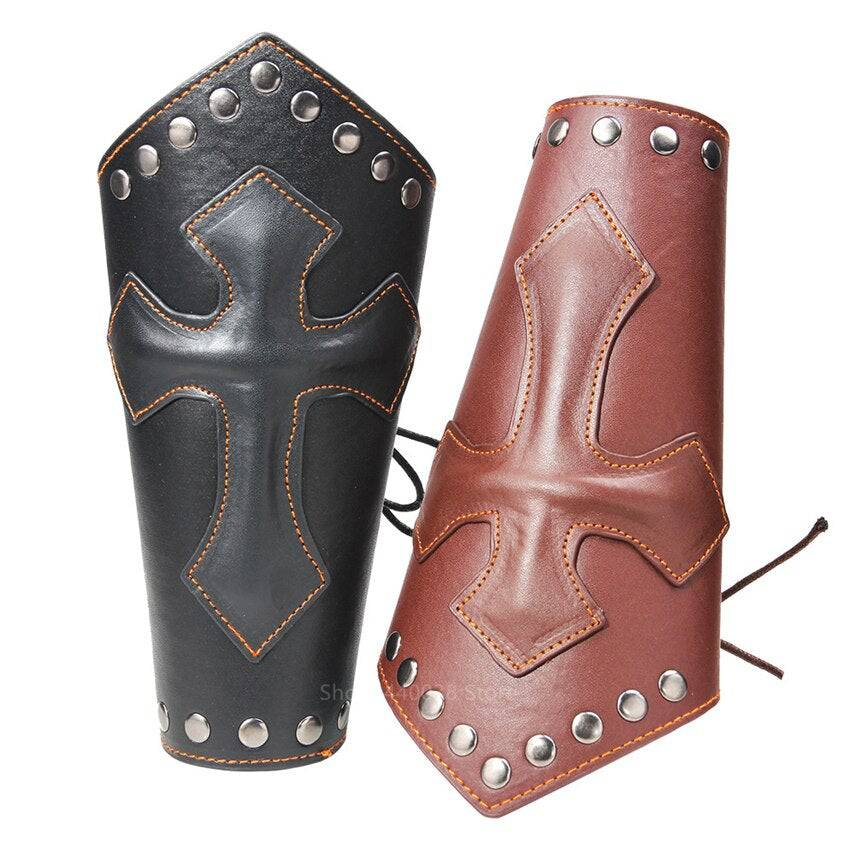 Knights Templar Commandery Cuff - Medieval Armor Wide Leather Bracers