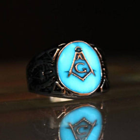 Master Mason Blue Lodge Ring - Luminous Glowing Square & Compass G