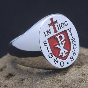 Red Cross of Constantine Ring - 925 Sterling Silver