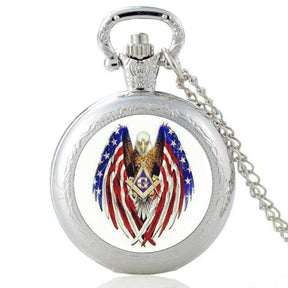 Master Mason Blue Lodge Pocket Watch - American Eagle Quartz