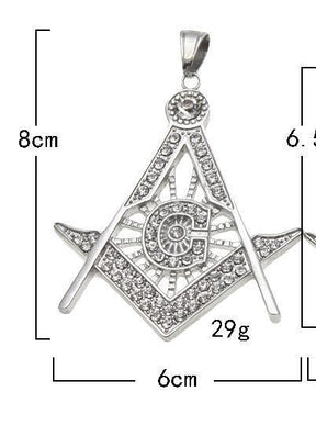 Master Mason Blue Lodge Necklace - All Rhinestone Square & Compass