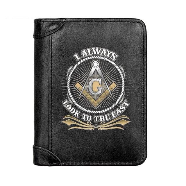 Master Mason Blue Lodge Wallet - Genuine Leather I Always Look to East