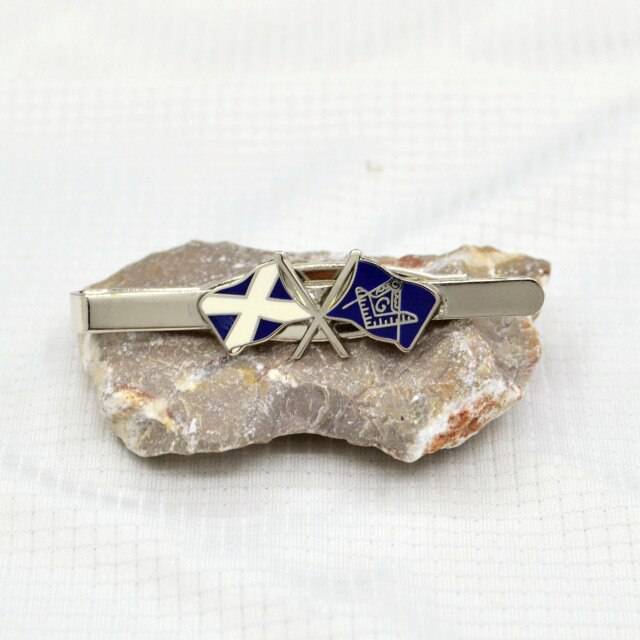 Master Mason Blue Lodge Tie Bar - Scotland Flag Square and Compass G