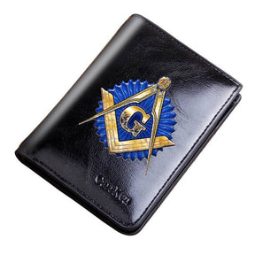 Master Mason Blue Lodge Wallet - Genuine Leather & Credit Card Holder (Black/Coffee)