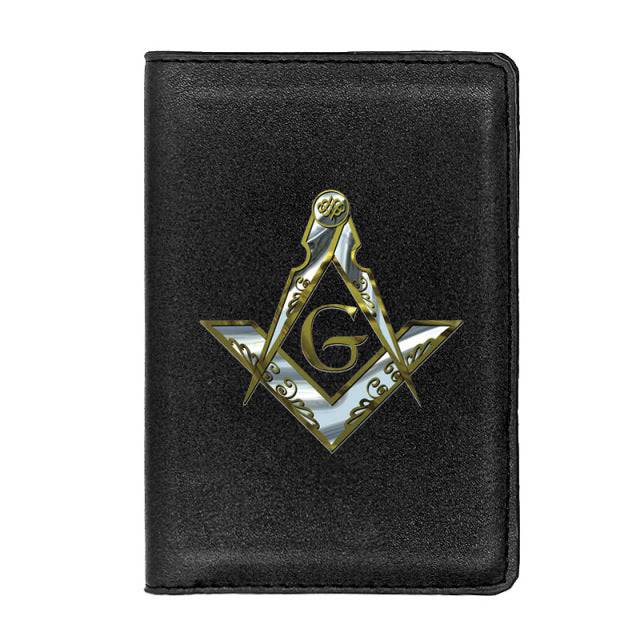 Master Mason Blue Lodge Wallet - PU Leather Passport & Credit Card Holder (Black/Brown)