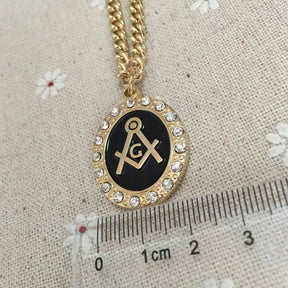 Master Mason Blue Lodge Necklace - Square and Compass G Zirconia