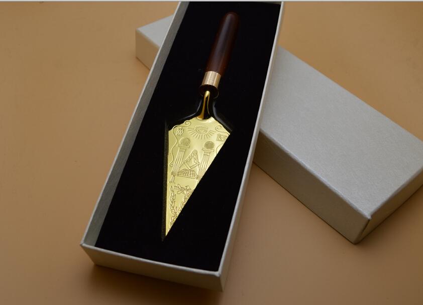 Master Mason Blue Lodge Trowel - Golden with Personalized Engraving