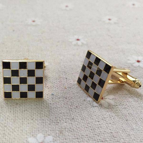 Masonic Cufflink - Black & White Checkered