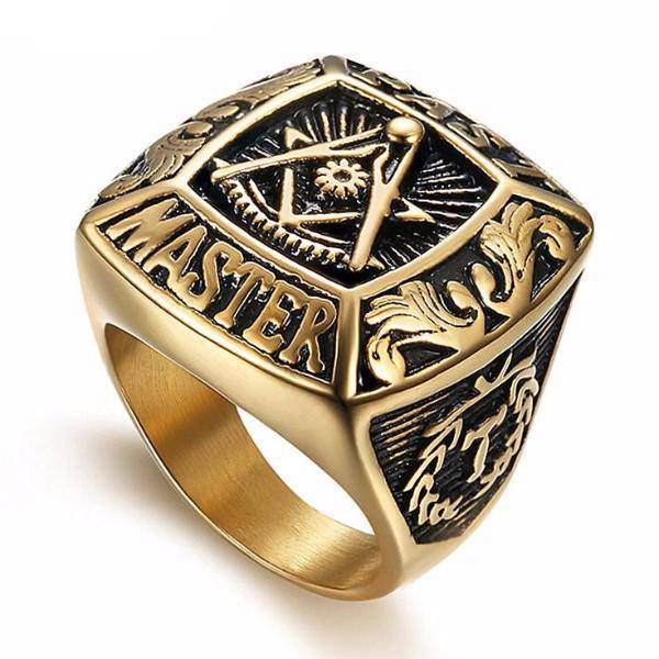 Past Master Blue Lodge Ring - Gold Stainless Steel