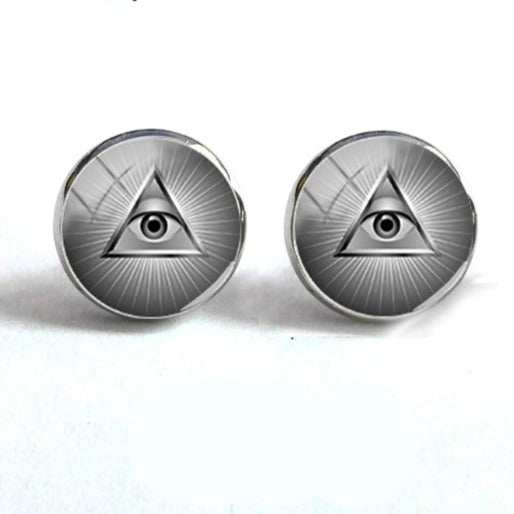 Master Mason Blue Lodge Earring - Round (Multiple Variants) - Bricks Masons