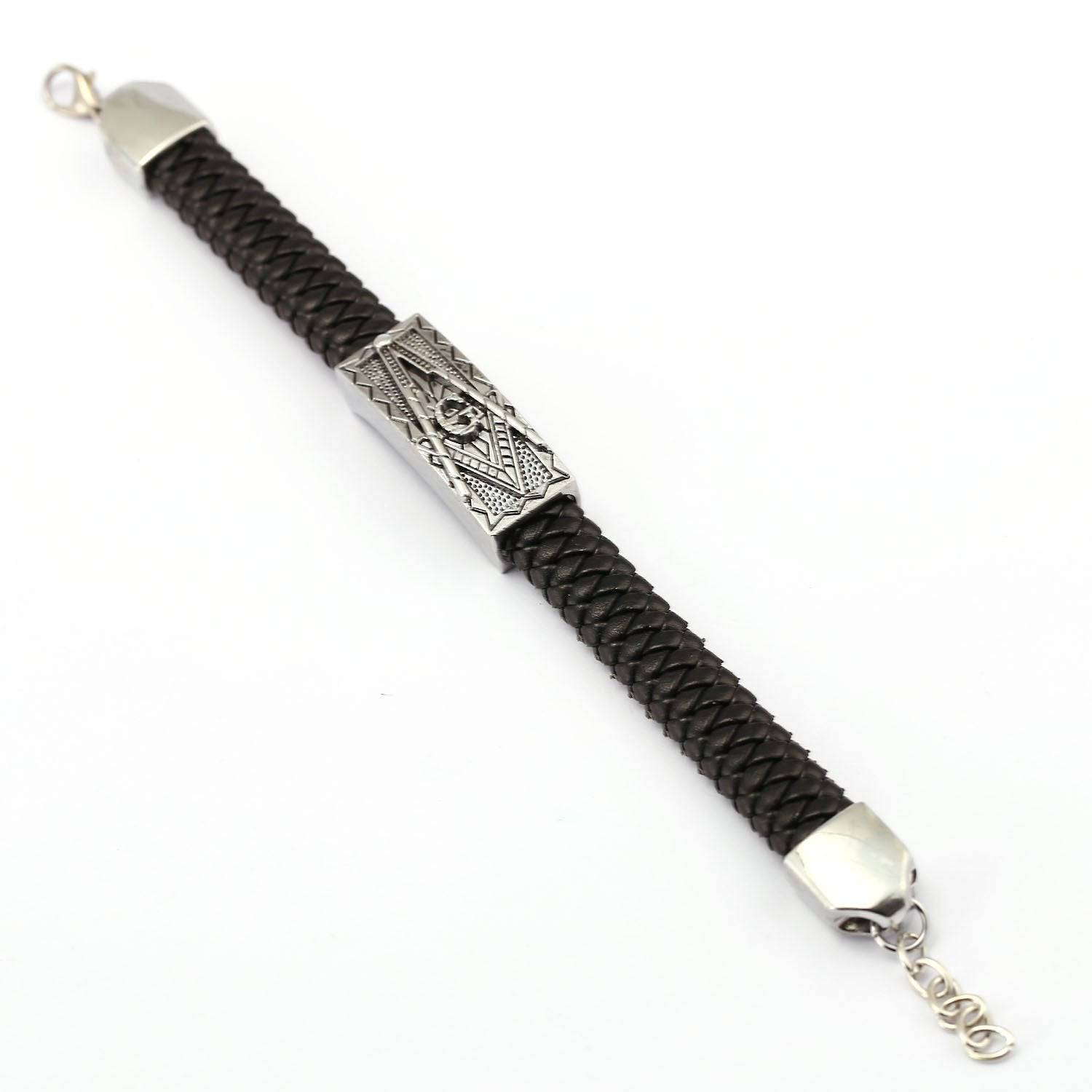 Master Mason Blue Lodge Bracelet - Silver Plated Leather Bracelet