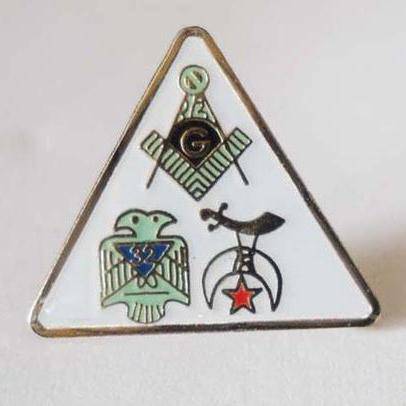 32nd Degree Blue Lodge, Scottish Rite, Shriners Lapel Pin - Triangle Shaped