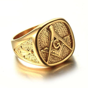 Master Mason Blue Lodge Ring - All Gold Stainless Steel