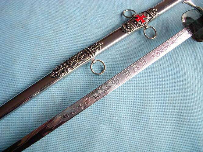 Knights Templar Commandery Sword - Red Cross Silver 35.6"