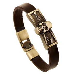 Master Mason Blue Lodge Bracelet - Casted Square & Compass G Leather