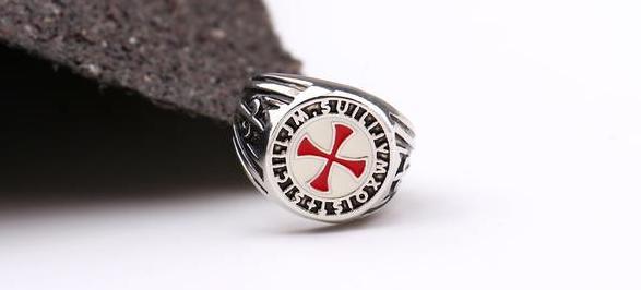 Knights Templar Commandery Ring - Red Enamel Cross