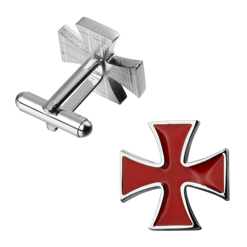 Knights Templar Commandery Cufflink - Red Cross Silver