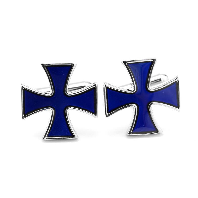 KNIGHTS TEMPLAR COMMANDERY CUFFLINK - BLUE ENAMEL CROSS