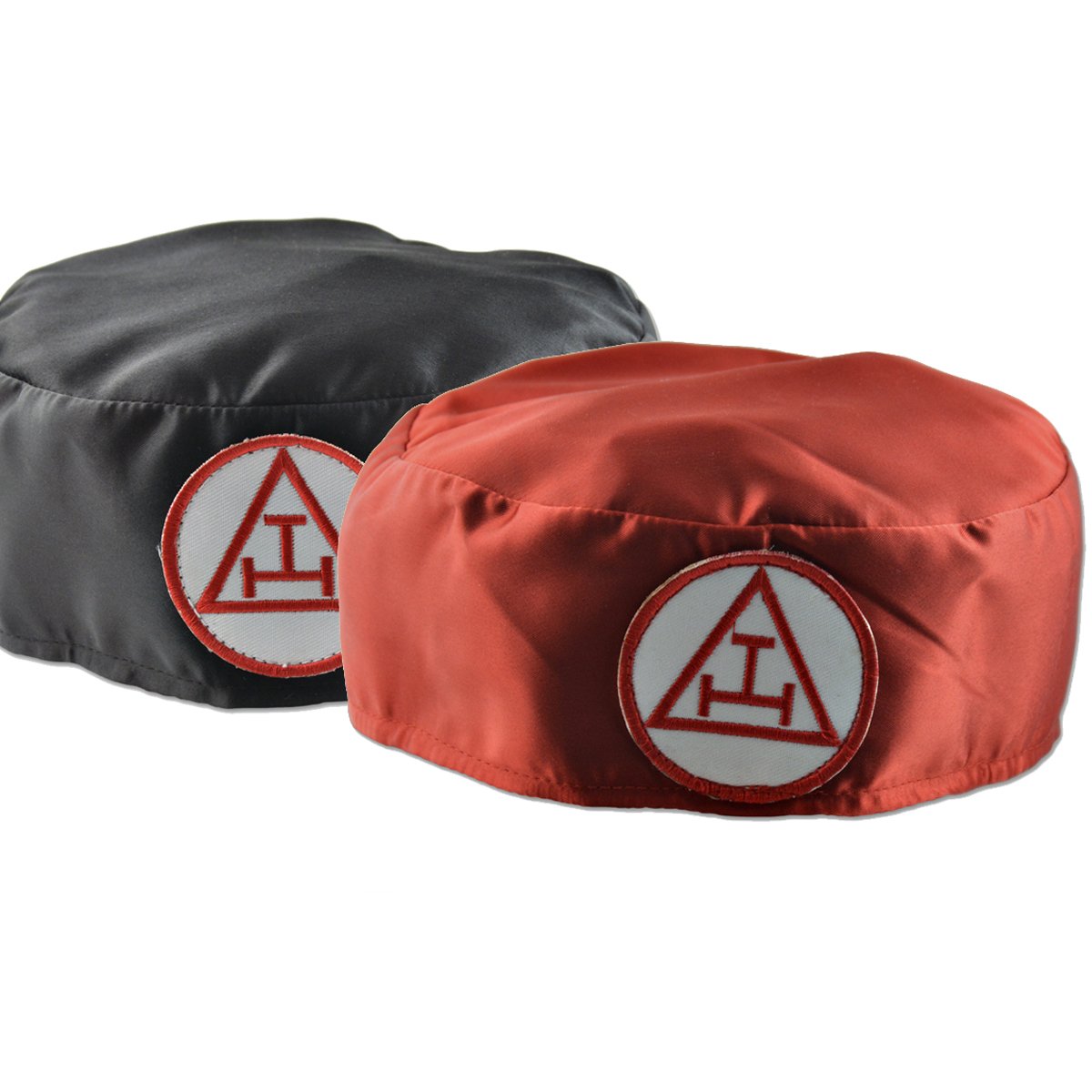 Royal Arch Chapter Crown Cap - Red & Black Satin Triple Tau Insignia - Bricks Masons