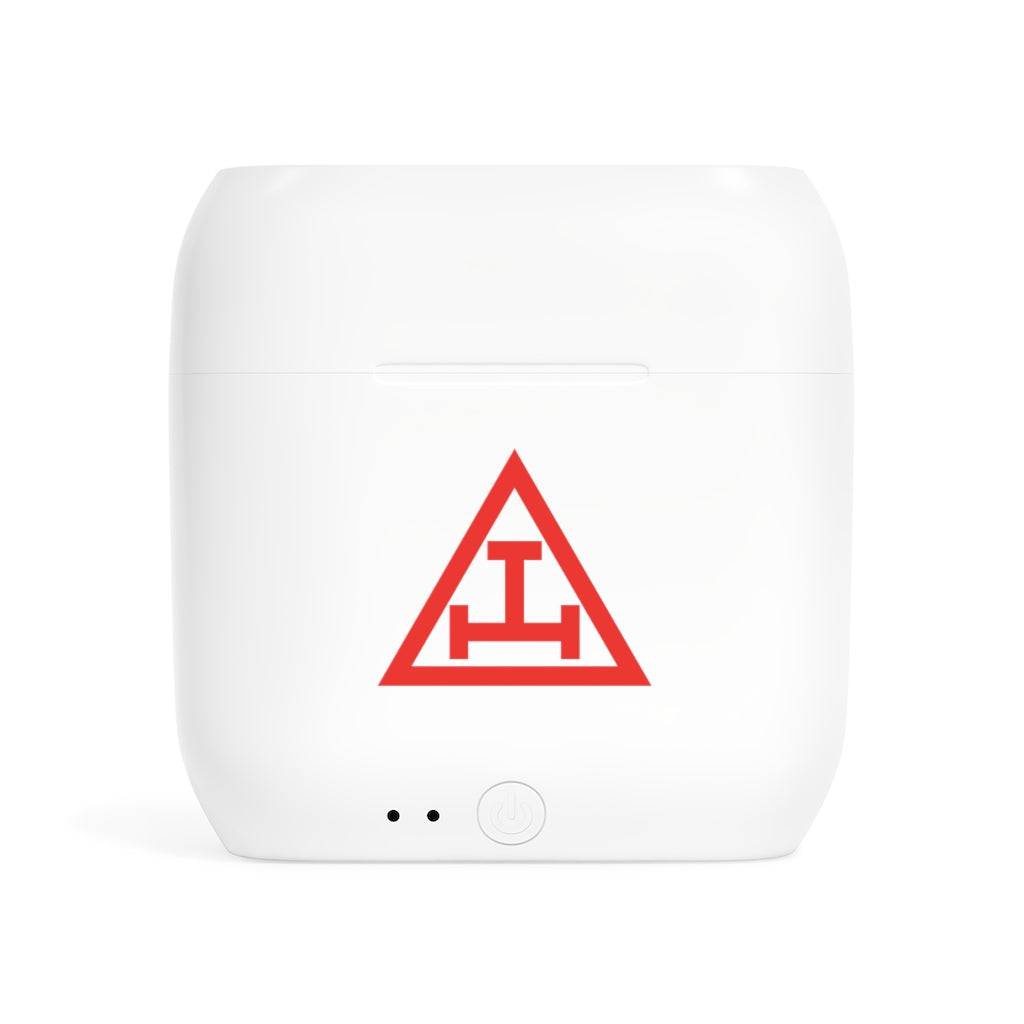 Royal Arch Chapter Earbud - White with Red Triple Tau - Bricks Masons