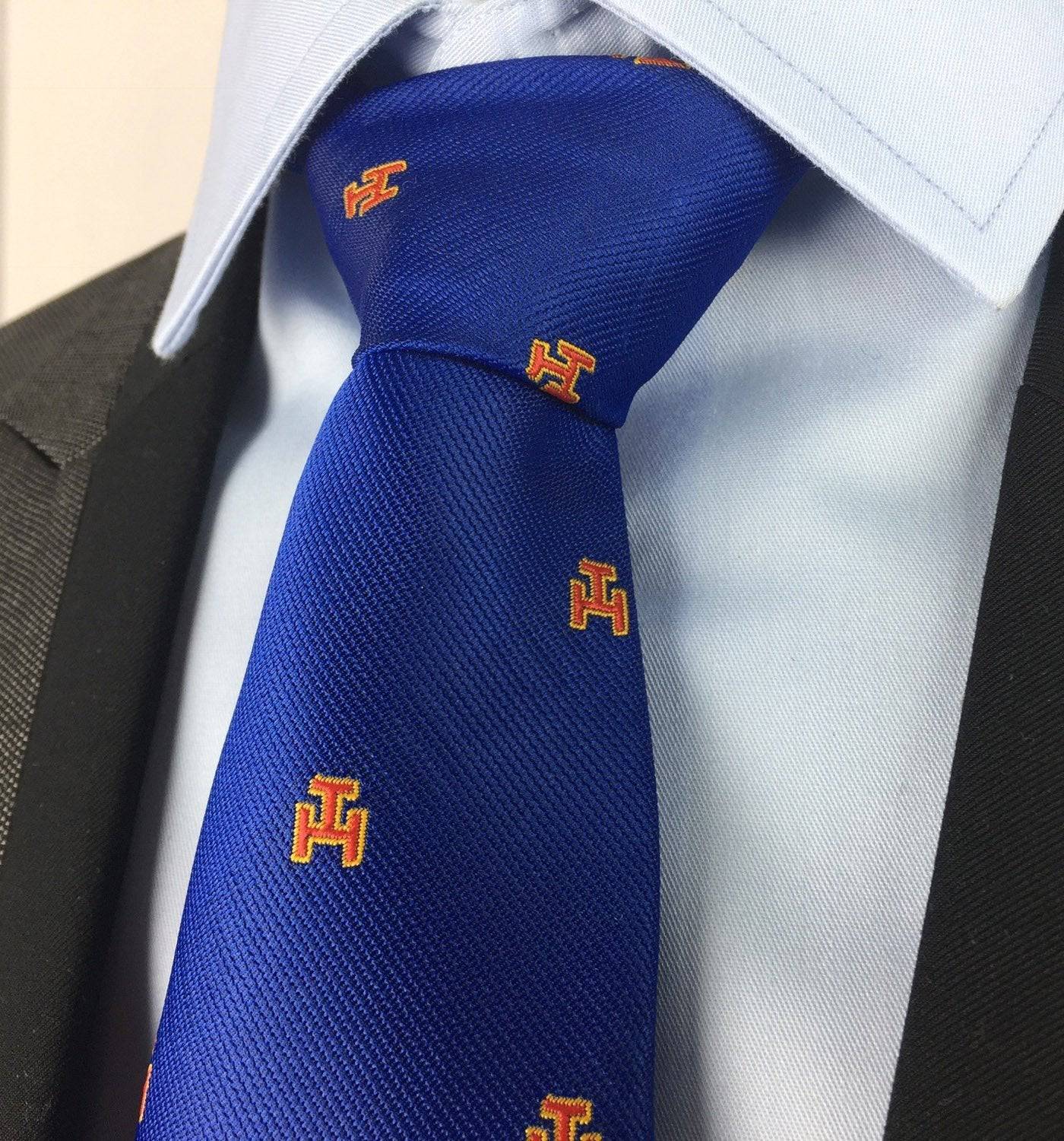 Royal Arch Chapter Necktie - Blue Silk Fabric - Bricks Masons