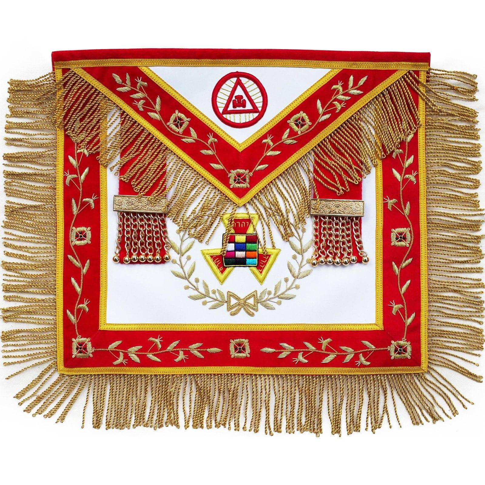 Grand High Priest Royal Arch Chapter Apron - Red Velvet Triple Tau Insignia