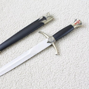 Knights Templar Sword - Brass Medieval Red Cross Crusader With Black Scabbard (15.4") - Bricks Masons