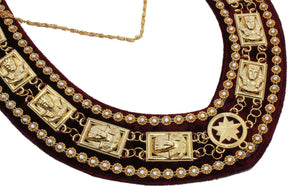 Daughters of Sphinx Chain Collar - Gold Plated on Maroon Velvet