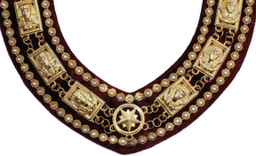 Daughters of Sphinx Chain Collar - Gold Plated on Maroon Velvet