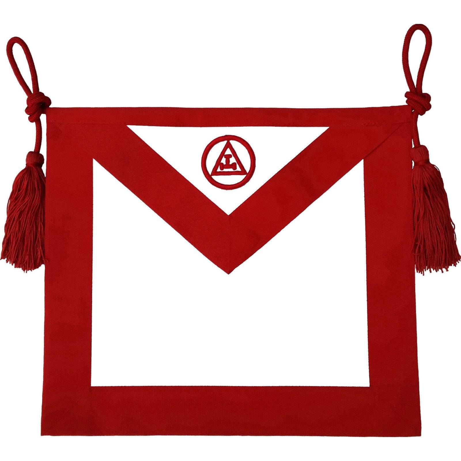 Royal Arch Chapter Apron - Red Triple Tau Insignia with Cords