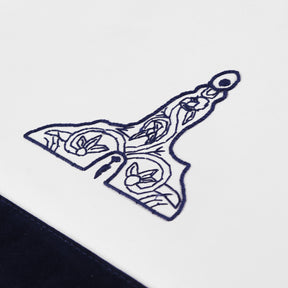 Senior Warden Blue Lodge Officer Apron -  Navy Velvet With Silver Embroidery Thread - Bricks Masons