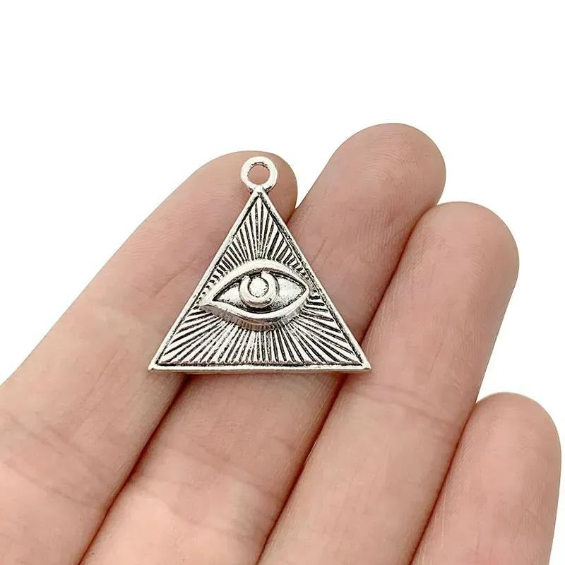 Eye Of Providence Pendant - Silver Plated Zinc Alloy (20pcs) - Bricks Masons