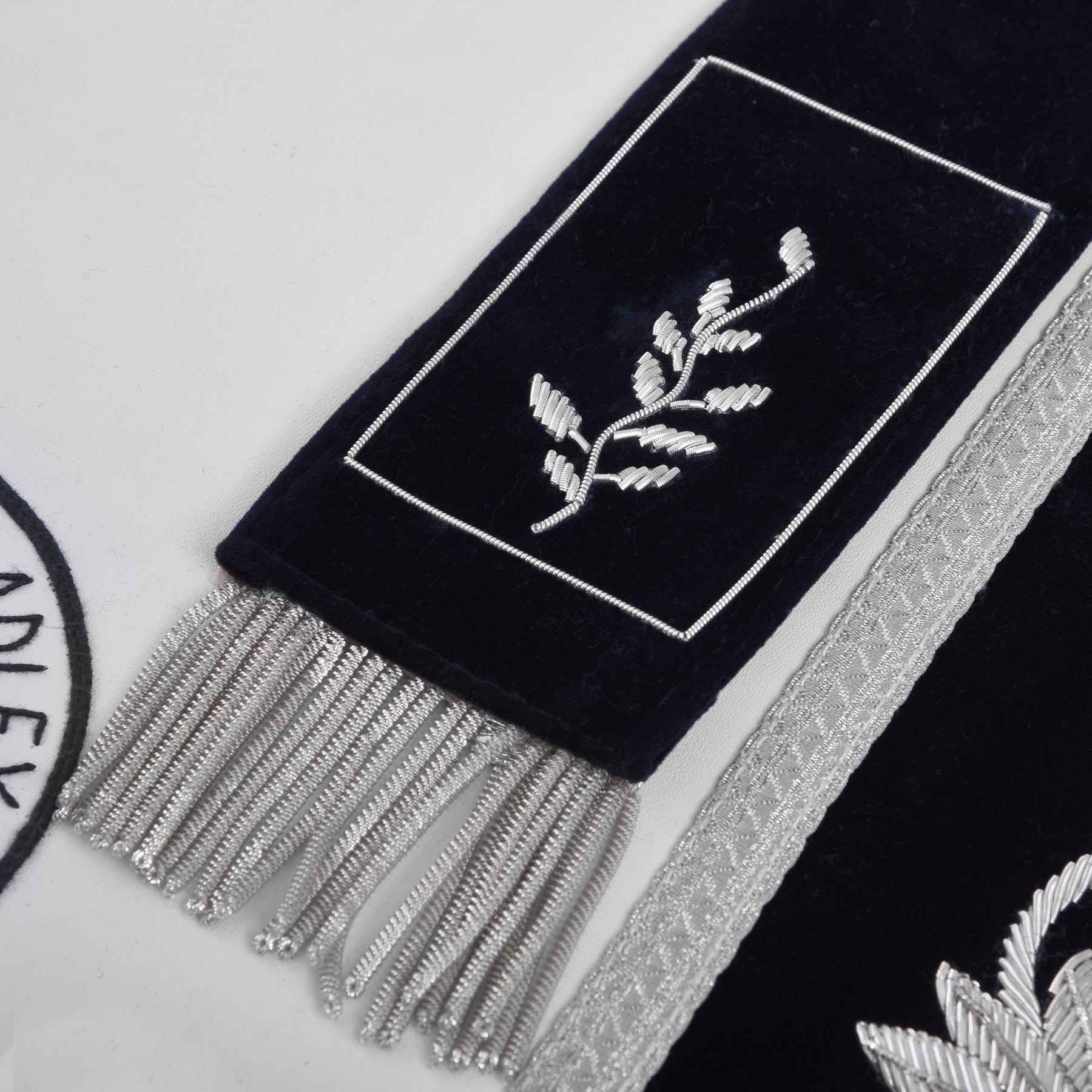 Worshipful Master Blue Lodge Apron - Blue Velvet With Silver Bullion & Fringe - Bricks Masons