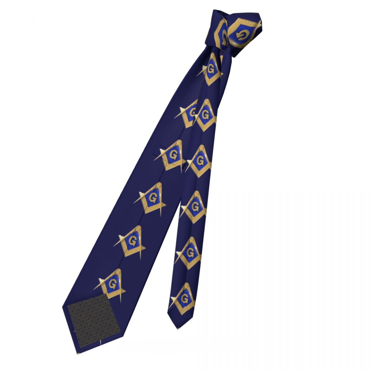 Master Mason Blue Lodge Necktie - Blue Background & Gold Emblem - Bricks Masons