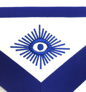 Junior Deacon Blue Lodge Officer Apron - Royal Blue Wreath Embroidery - Bricks Masons