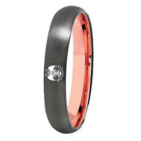 32nd Degree Scottish Rite Ring - Wings Down Gunmetal With Rose Gold Tungsten - Bricks Masons