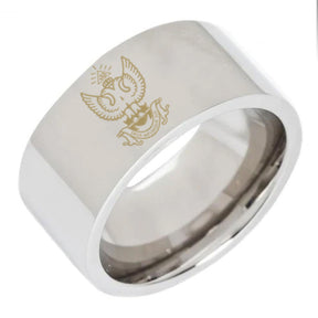 33rd Degree Scottish Rite Ring - Wings Up 8MM Pipe Silver Tungsten - Bricks Masons