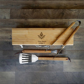 Widows Sons Grill Tool - BBQ Set & Bamboo Case - Bricks Masons