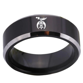 Shriners  Ring - Black Tungsten - Bricks Masons