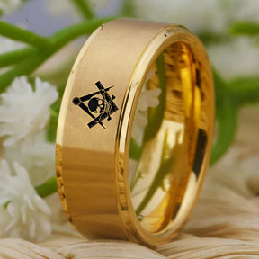 Widows Sons Ring - Gold Tungsten - Bricks Masons