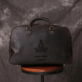 Past Master Blue Lodge California Regulation Travel Bag - (Dark Brown/Camel) - Bricks Masons