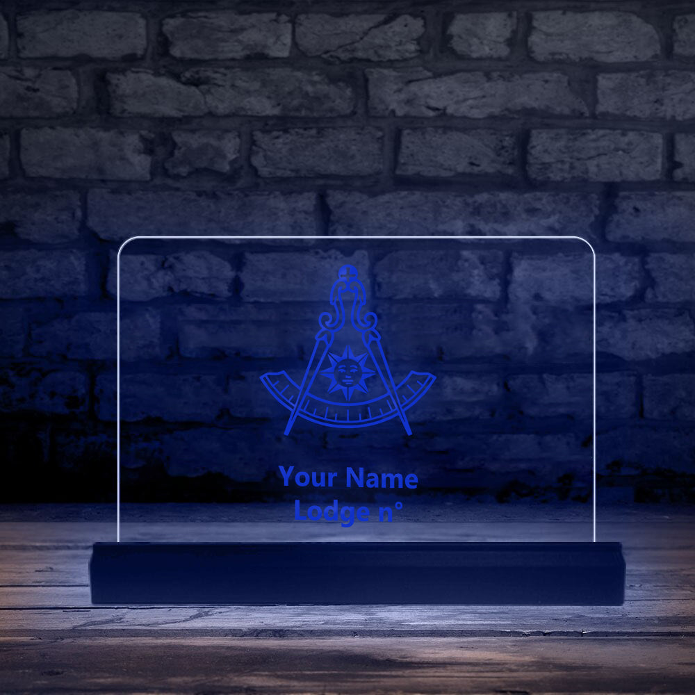 Past Master Blue Lodge California Regulation LED Sign - 3D Glowing light - Bricks Masons