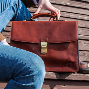 Council Briefcase - Brown Leather - Bricks Masons