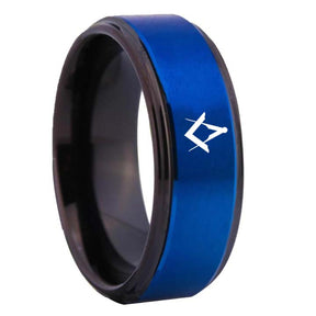 Master Mason Blue Lodge Ring - Blue Tungsten - Bricks Masons