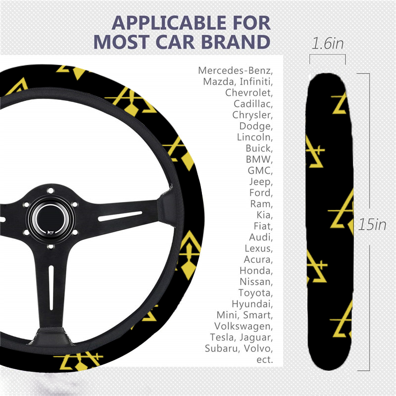 Council Steering Wheel Cover - White & Gold - Bricks Masons