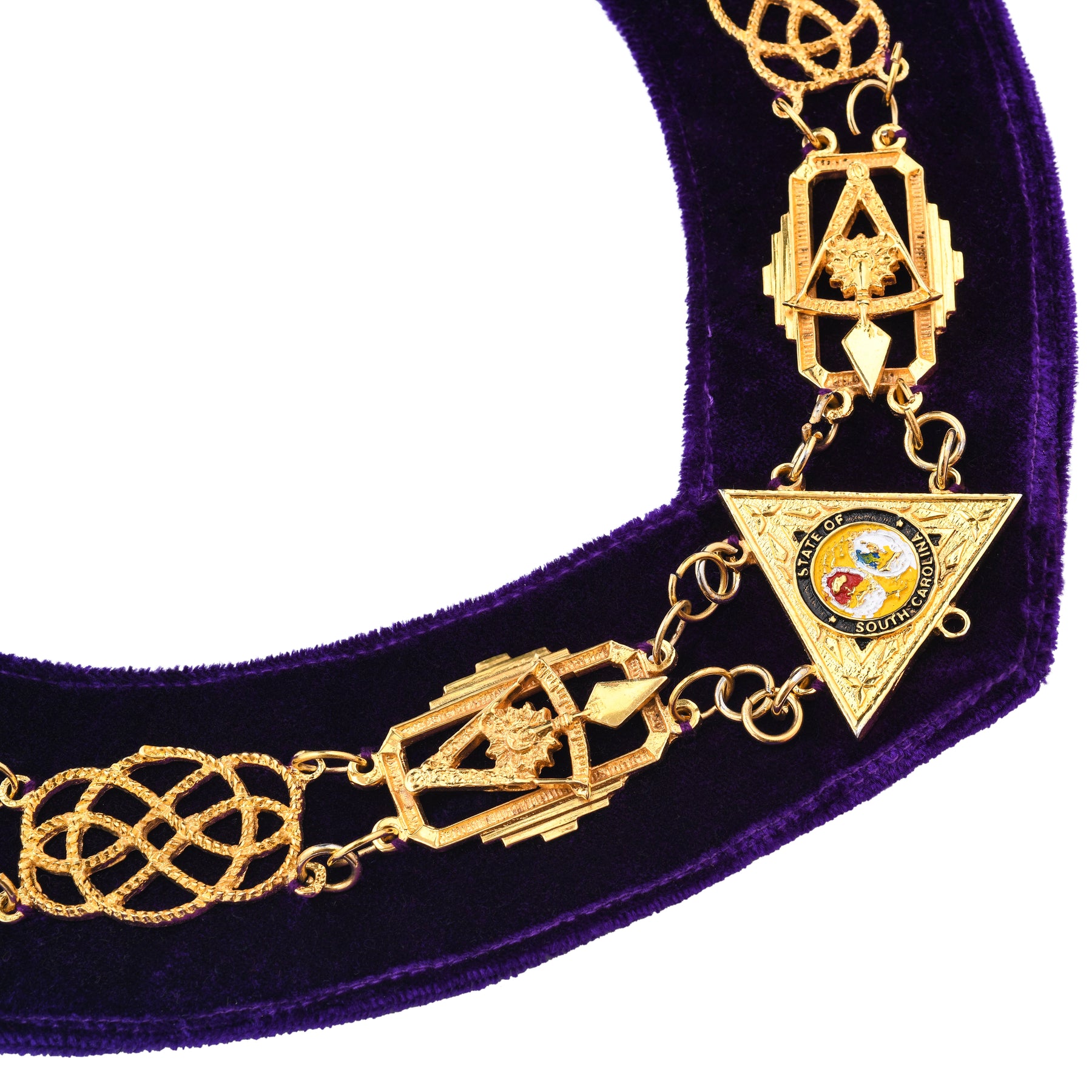 Royal & Select Masters English Regulation Chain Collar - Gold With Purple Lining - Bricks Masons