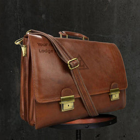 Royal Arch Chapter Briefcase - Genuine Brown Leather - Bricks Masons