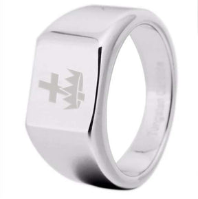 Knights Templar Commandery Ring - 12MM Width Silver - Bricks Masons