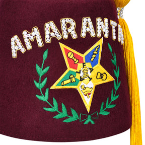 OES Fez Hat - Order of Amaranth  (rhinestones with row options) - Bricks Masons
